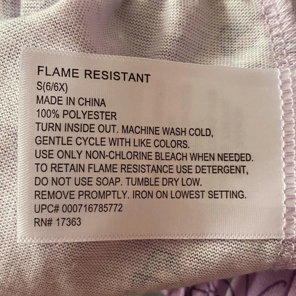 Girls Cuddl Duds Purple Butterfly Flame Resistant (sleep) Shorts NEW Sz S (6/6X)